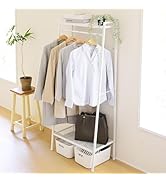 Amazon｜山善(YAMAZEN) ハンガーラック 棚付き スリム 全体耐荷重50kg