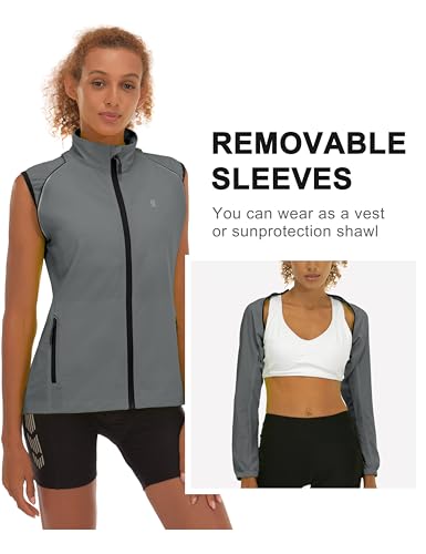 Image of Little Donkey Andy Women's UPF 50+ Cycling Jacket Windbreaker with Removable Sleeves