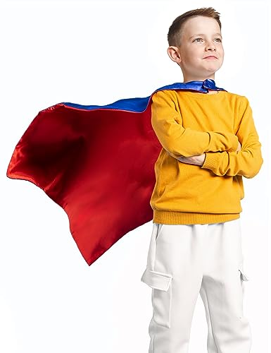 image for Bosvin 4 Color Sets Kids Double-Sided Superhero Capes and Masks - Supe