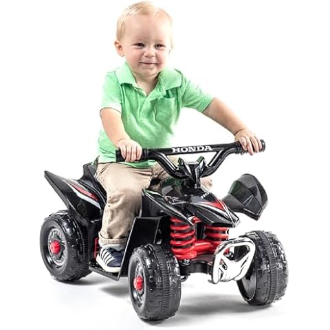 Honda TRX ATV Off Road Ride on Toy for Kids, 6 Volt Battery Powered Electric Vehicle for Toddlers, Boys & Girls Ages 18-36 Months, Includes Charger, Black & Red Cover