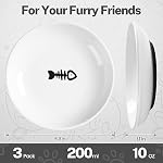 Cat Food Bowl, Whisker Friendly Ceramic Cat Bowls with Nonslip Silicone Bottom, Pack of 3 Quiet Dishes and Plates for Feeding Indoor Cats, Kittens and Small Dogs(Fishbone,Shallower) - Image 5