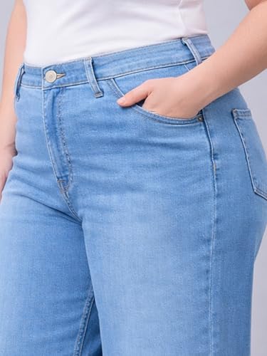 Image of Style Quotient Women Plus Size Black Wide Leg High Rise Stretchable Jeans