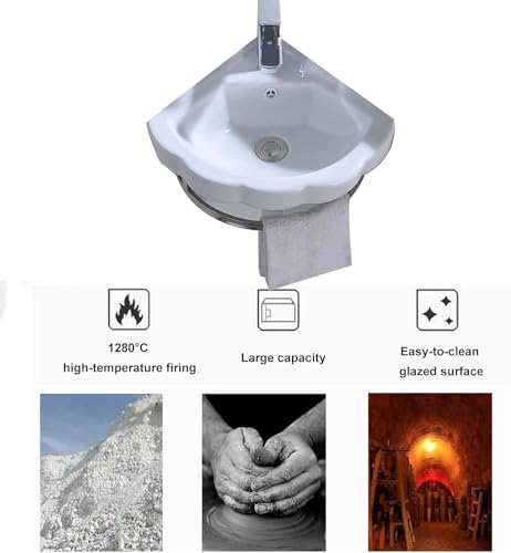 Lavabo de esquina de cerámica moderno 31x31 cm para baño pequeño 5