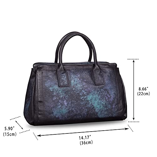 Genuine Leather Top Handle Handbag Satchel For Women Handmade Vintage Handbags Purse Retro Cowhide Crossbody Hobo Bag Purses (Multicolor) #TOP4