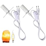 2 Stück Kabel mit Schalter für Salzlampe Lampenfassung E14 mit 1,8M Lampenkabell und Schalter E14 Fassung mit EU-Stecker Salzlampenfassung Weiß für Lampenaufhängung Salzleuchte Deckenlampe DIY Lampen