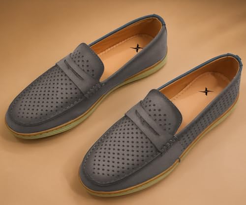 Image of Kraasa Men Denim Causal Loafers | Premium Breathable Upper | Driving Loafers | Lighweight Slip-On's | Soft Cushioned Insole | Super Flexible, Comfortable for Men