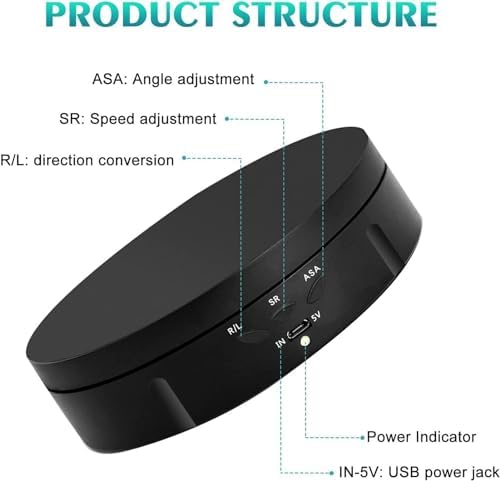 Electric Rotating Turntable for photography,Rotating Display Stand,360 Degree Motorized Rotating Display Stand with USB Power Cable,for Video Shooting Props Photography Turntable