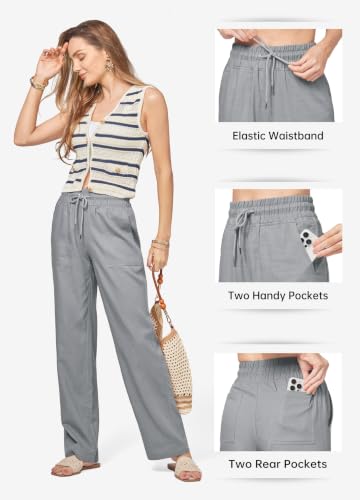 Image of Willit Women Linen Pants Wide Leg Palazzo Trousers 29 inch /31 inch / 33 inch