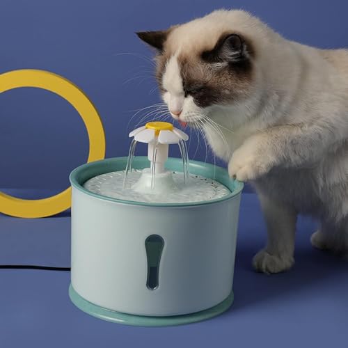 Image of Parner Cat Water Fountain, 81oz /2.4L Stainless Steel Pet Water Drinking Fountain Water Dispenser with Intelligent Pump and LED Indicator for Water Shortage Alert,Water Fountain for Cats,Dogs, Green