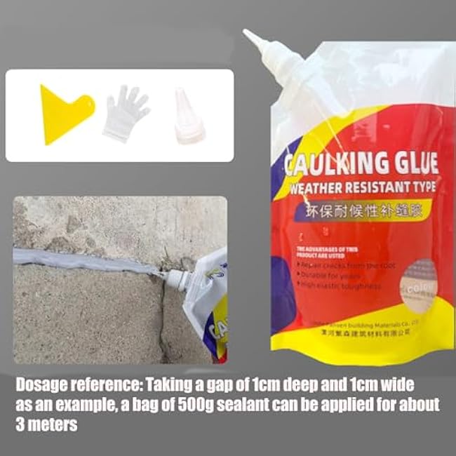 Slab Concrete Crack Waterproof Repair Sealant, Concrete Crack Filler, Slab Concrete Crack Repair Sealant, Caulking Glue Weather Resistant Type (1PCS)