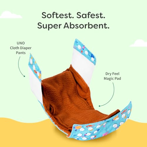 Image of SuperBottoms UNO Pull-up Pant Style Diaper | Cloth Diaper for Babies | Reusable, No Tapes, Easy to Wear, Designed for Active Little Ones | 3M - 3Y | Pack of 3