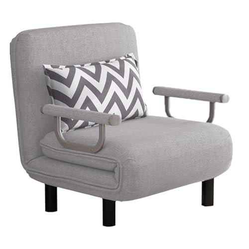 Silla cama individual convertible para adultos, 68 x 190 cm, plegable, ligera, capacidad de 250 kg, color gris, perfecta para dormitorio y sala de estar
