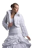  Nina Brautmoden Brautjacke-Bolero mit Kragen, Fell-Nerzimitat, Langarm, weiß, E20 Gr. L