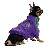 Hug Pupee Dog Clothes Small Dogs Fleece Jacket Crewneck Coat Cozy Warm Winter Clothing Zip up Sweater for Tiny Puppy Chihuahua Yorkie Maltese Miniature Pinscher Teacup- Purple X-Small