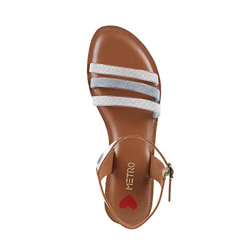 Image of Metro Women's Gold Faux Leather Flat Strappy Fashion Sandals