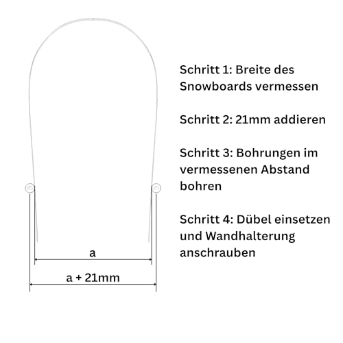 Generisch Snowboard Wandhalterung inkl. Montagezubehör vom Markenhersteller - Moderne und minimalistische Aufbewahrung