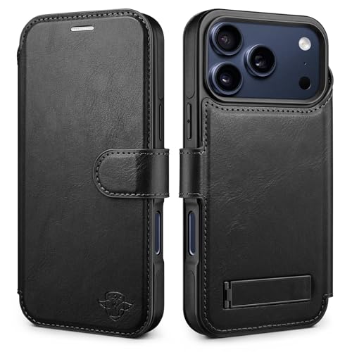 DuckSky Wallet Case for iPhone 17 Pro Max 6.9" Magnetic Flip Leather Folio Cover with RFID-Blocking Credit Card Holder,Wireless Charging Compatible,Women Men Apple 17 Pro Max Protective Case,Black