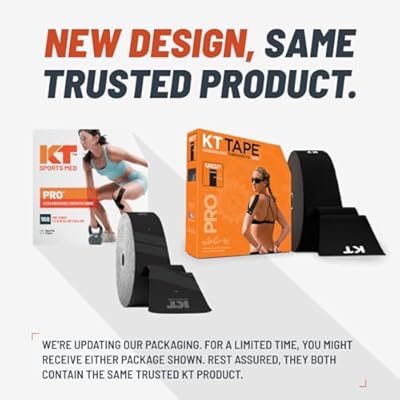 KT Tape, PRO Synthetic Elastic Kinesiology Athletic Tape, 150 Count, 10 Precut Strips