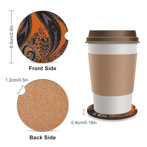 Posavasos para autos 2.6 pulgadas diseño naranja y morado miniatura 2