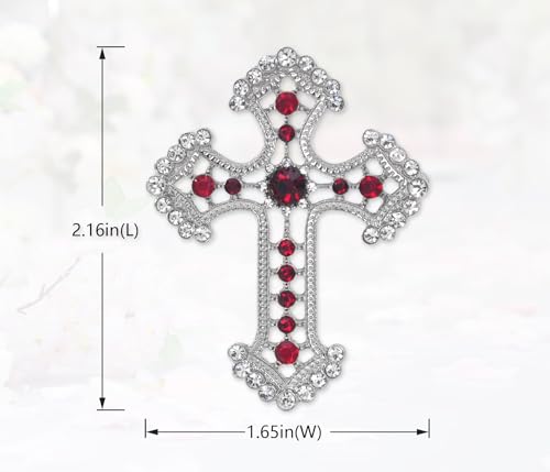 Image of Gyn&Joy Sparkle Crystal Rhinestones Holy Cross Brooch Pin Jewelry For Women Men