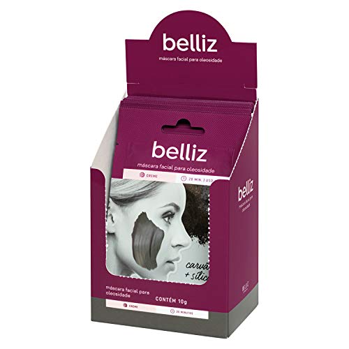 Máscara Facial para Oleosidade com Carvão e Silica, Belliz, Cinza