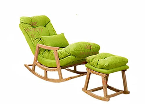 Image of CRAFTCITY Solid Wood Rocking Chair Model 2 (Model 2, Green)