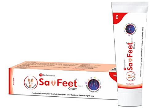 Image of Brahmosmi's Savfeet Cream For Men & Women's Burning Feet, Tingling, Numbness, Sore Feet, Dry Itchy Legs, Cracked Heels 50Gm