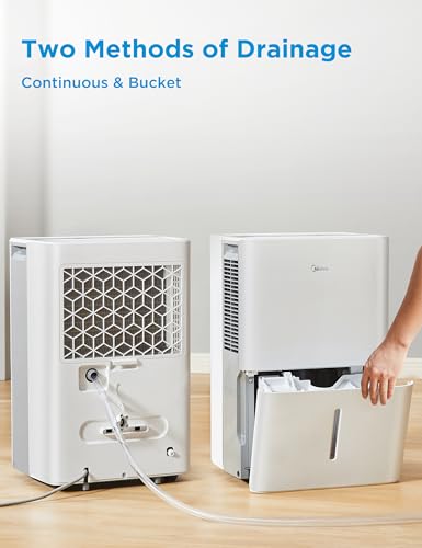 Midea 4,500 Sq. Ft.Dehumidifier for Basement, With Reusable Air Filter 50 Pint - Ideal For Basements, Large & Medium Sized Rooms, And Bathrooms (White)