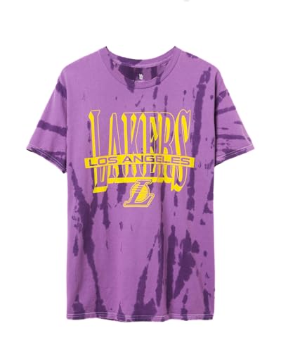 Camisetas de manga corta mujer Junk Food Lakers tie dye de algodón estilo casual casual