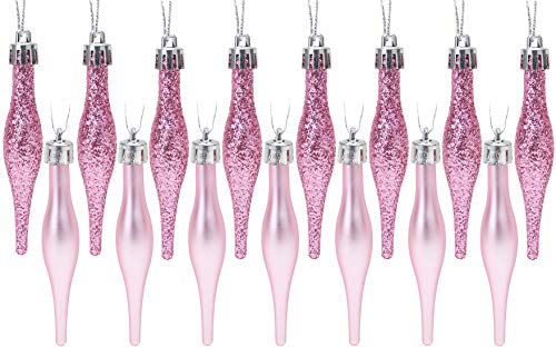 Christmas Concepts® Paquet de Boules de gouttelettes de 15 à 85mm 8,5 cm (3.4') - Design Mat & Paillettes - Boules de Noël (Rose Clair)