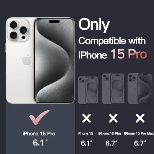 Image of JETech Cover Case for iPhone 15 Pro 6.1-Inch, Non-Yellowing Shockproof Phone Bumper Cover, Anti-Scratch Clear Back (Rose Gold)