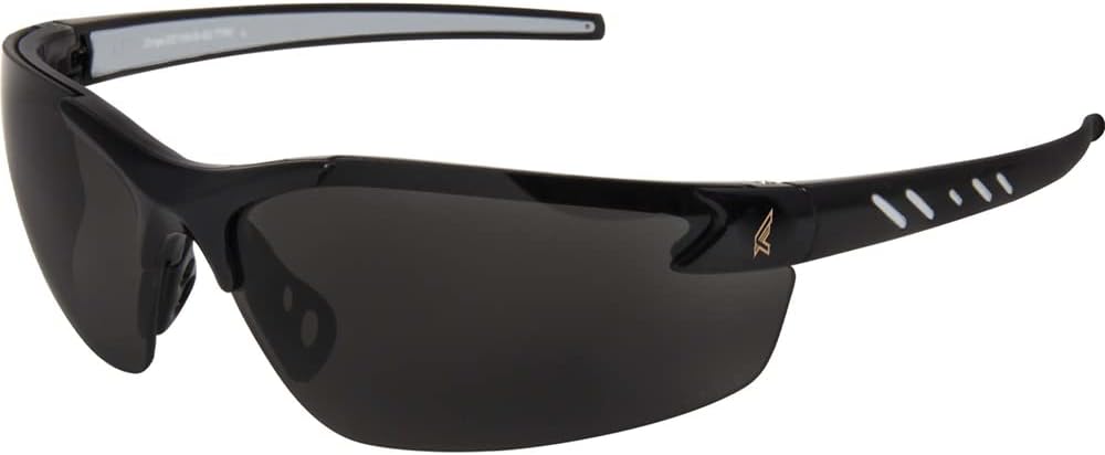 Edge Eyewear DZ116-G2 Zorge G2 Wrap-Around Safety Glasses, Anti-Scratch, Non-Slip, UV 400, Military Grade, ANSI/ISEA & MCEPS Compliant, 5.04" Wide, Black Frame / Smoke Lens, One Size