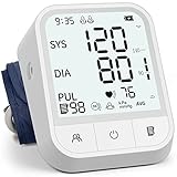 AOJOO Blood Pressure Monitor - Automatic Upper Arm Blood Pressure Machine - Adjustable Digital BP Cuff Kit with Large LCD Backlit Display, 198 Sets Memory - Storage Bag