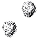 Mikikit 2 Stück Verstellbare Silber Fingerringuhr Fingeruhr Rundringuhr Ringuhr: Elastisch