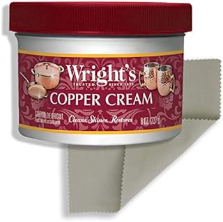 Wright's Copper and Brass Cream Cleaner - With Polishing Cloth - Gently Cleans and Removes Tarnish without Scratching