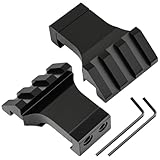 PUKESI Picatinny Offset Rail Mounts, 45 Degree 3 Slots Offset Picatinny Rails 45° Angle Mount Aluminum Low Profile for Flashlight Laser Sight Optics (3 Slot - 2 Pack)