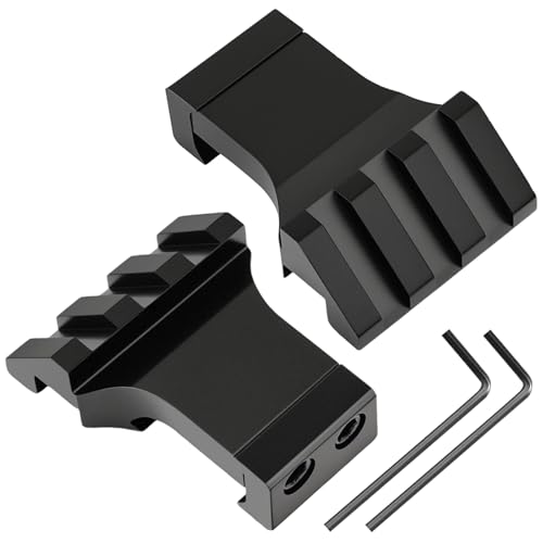 PUKESI Picatinny Offset Rail Mounts, 45 Degree 3 Slots Offset Picatinny Rails 45° Angle Mount Aluminum Low Profile for Flashlight Laser Sight Optics (3 Slot - 2 Pack)