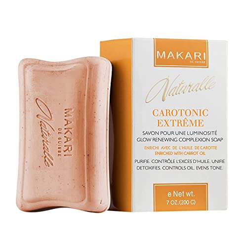 Makari Naturalle Carotonic Savon Éclaircissant (7 oz.) Action anti-âge éclaircissante et exfoliante pour le corps à base d’huile de Carotte – Soins...