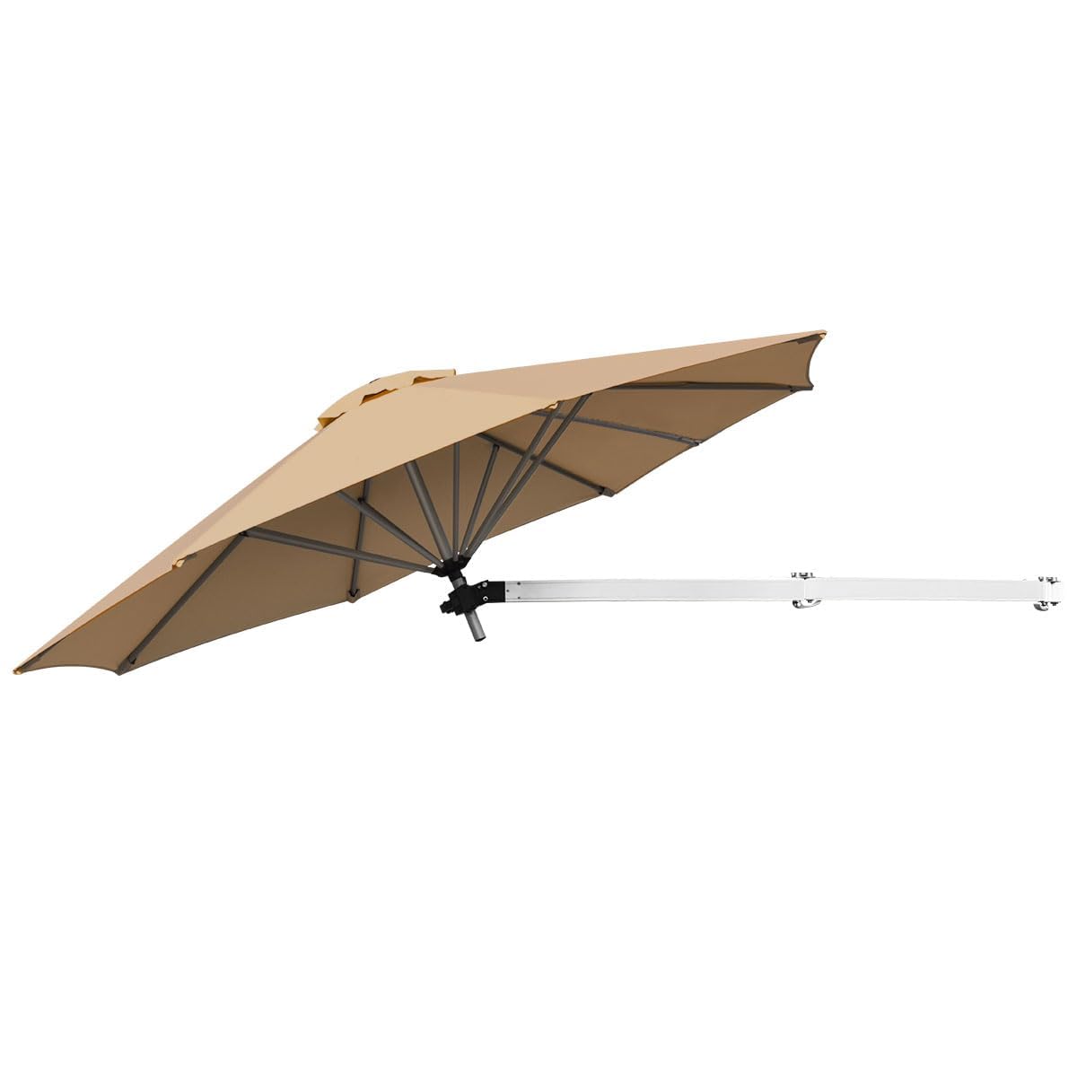 COSTWAY Sombrilla de Jardín Ø250 cm, Paragua Plegable Montada en la Pared para Exteriores con Poste Ajustable, Sombrilla de Patio Inclinable, Para Jardín, Balcón