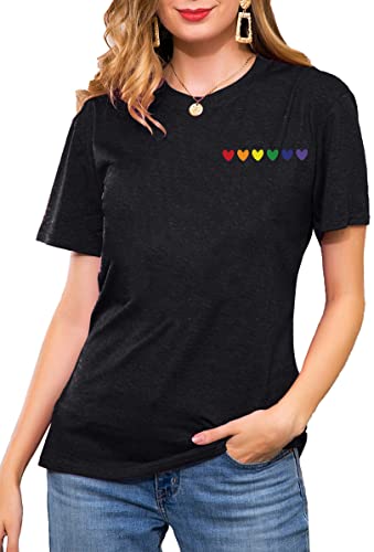 tiorhooe Damen LGBT Gay Pride Month T-Shirts Frauen Pride Shirt Frau Regenbogen Print Kurzarm Top