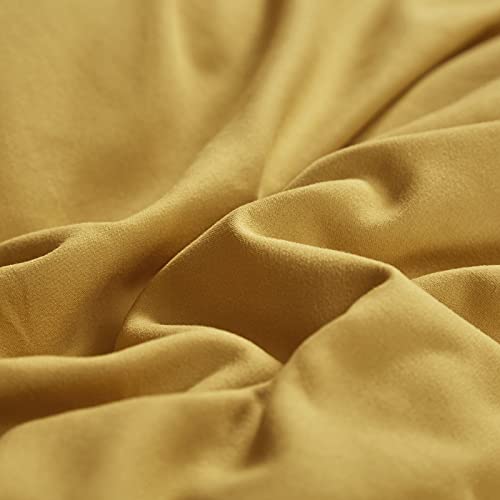 Luxlovery Mustard Yellow Comforter Set King Bright Yellow Bedding Comforter Set Dark Yellow Cotton Soft Breathable Quilts With 1 Green+1 Caramel Pillowcase #TOP6
