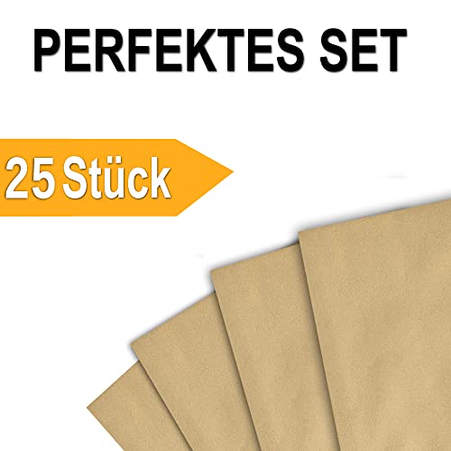 25x Premingo Faltentaschen B4 A4 braun, 250x353mm, 4cm Falte Stehboden, selbstklebend mit Abziehstreifen, 130 g/qm, Faltenversandtaschen Musterbeutel