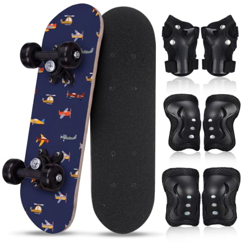 Honoson 7 Pcs Skateboard Kids Set,Helicopter,Age 2-5 Kids 17 x 5''