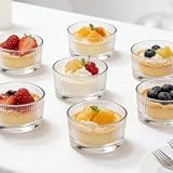 Umllpet Zestaw 8 szklanek deserowych, 200 ml, szklane miski deserowe, szklanki deserowe, małe szklanki deserowe, można myć w zmywarce, przezroczyste miski do tiramisu, budyń