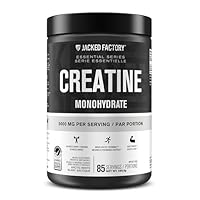 Jacked Factory Creatine Monohydrate Powder 425g - Canadian-Owned Informed Choice Certified Supplement for Increased Muscle Mass*, Improved Strength, Power, & Performance** - 85 Servings, Arctic White