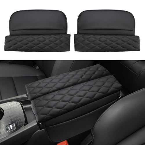 INTGET Car Center Console Armrest Cover for Nissan Rogue Accessories 2021-2026 2022 2023 2024 2025 Leather Arm Rest Box Lid Middle Console Seat Cover Protector (Black Cushion Texture, 2021-2026)