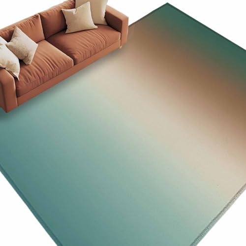 Rectangle Rug 6x9ft Area Rug, Gradient Green Brown Area Rugs