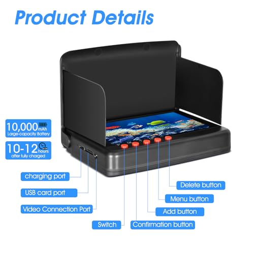 Image of Fish Finder Underwater Fishing Camera 5 Inch Upgraded HD 4K Display Ice Fishing Camera Underwater 8 IR Lights Night Vision Portable Boat Fishing Finder