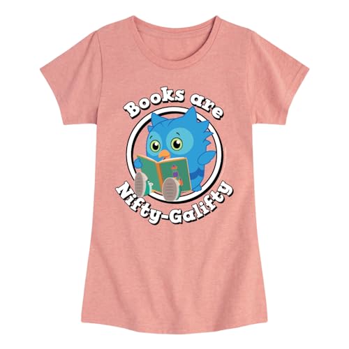 Daniel Tiger - Books are A Hoot - Girls Toddler and Youth Fitted Short Sleeve Tee