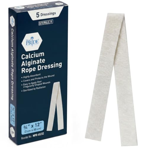 MED PRIDE Calcium Alginate Rope Wound Dressing 2cm x 30cm,Sterile,5-Pack